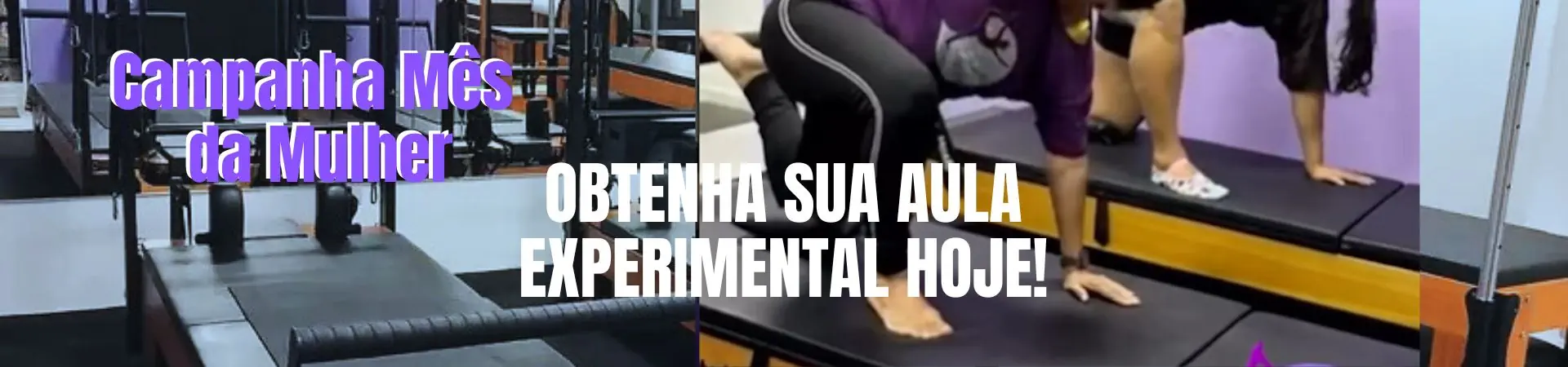 Banner OBTENHA SUA AULA EXPERIMENTAL HOJE! Pilates Studio Fourteen Pilatem no Taboão da Serra